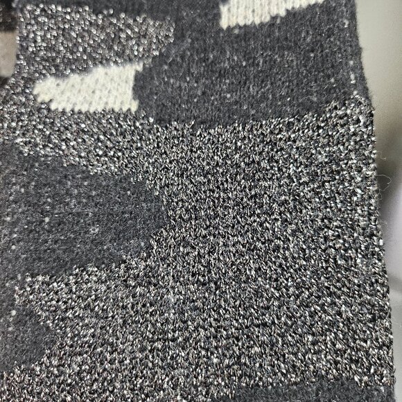 New With Tags Nine West Black Cream And Metallic Gray Camo Long Cardigan Size Me - Picture 4 of 11